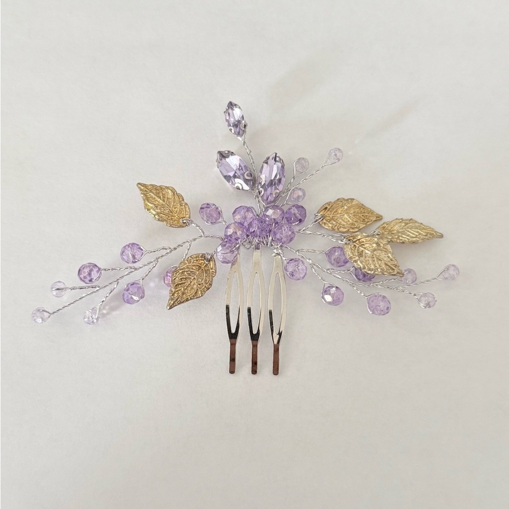 Purple Beaded Hair Clip