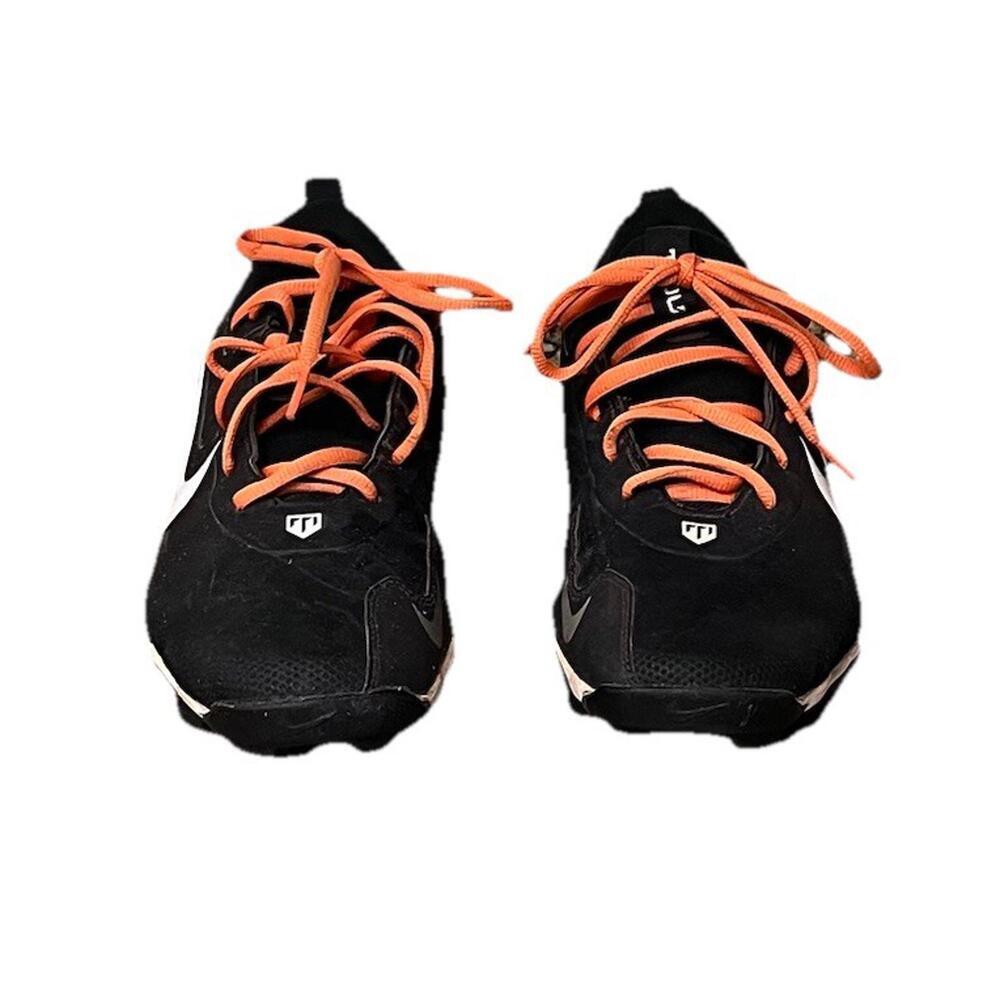 Nike Baseball Cleats Men’s 9 Black White Orange Lace Up Molded Cleats Athletic - Picture 2 of 9