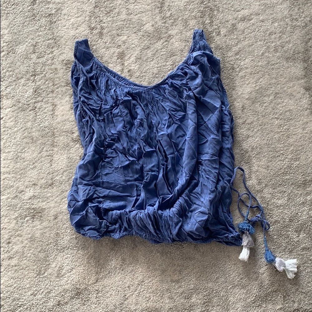 YFB blue blouse tank draw string Small