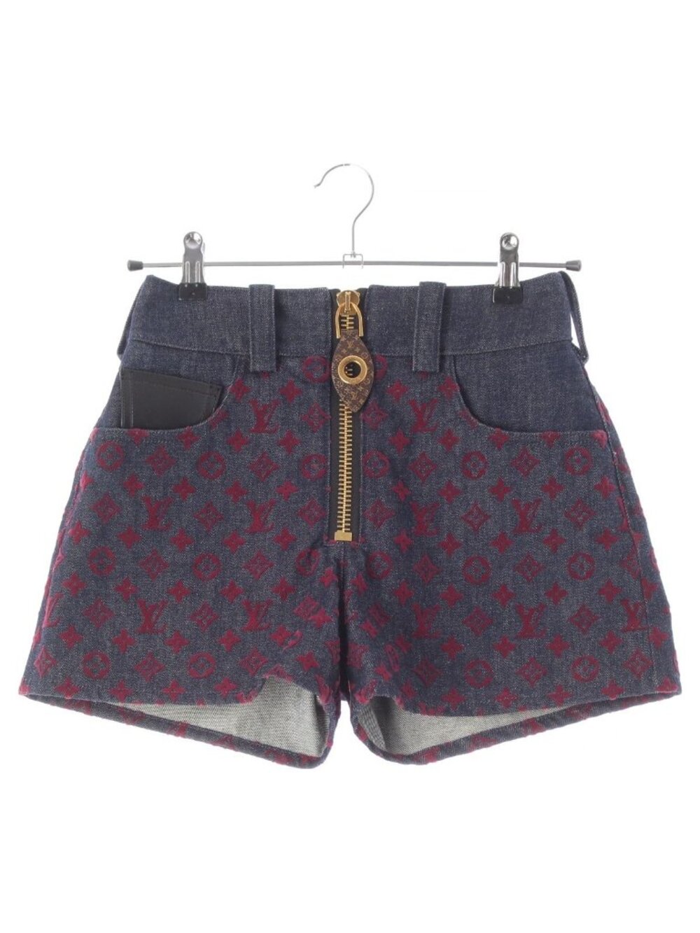 Louis Vuitton Cotton Monogram Jacquard Denim Shorts Aax Indigo Red 34