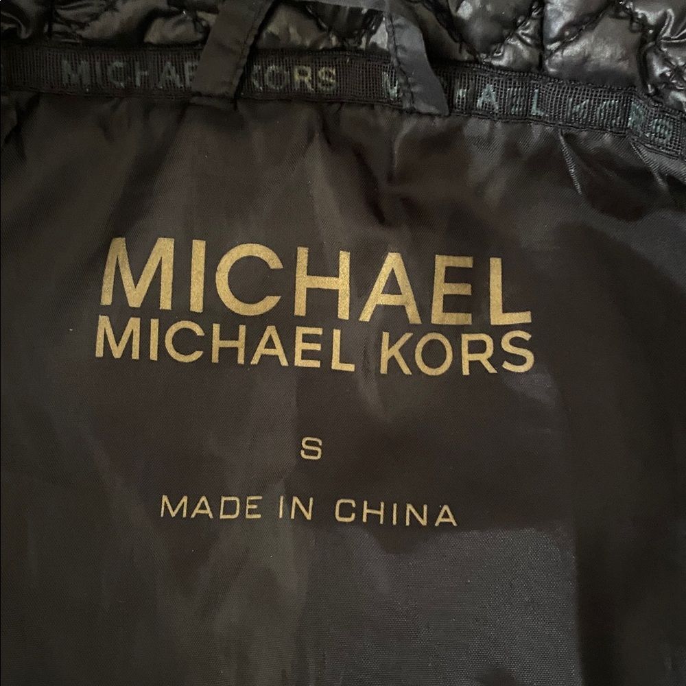 Michael Kors Black Quilted Utility Hoodie Lightweight Winter Jacket - Picture 10 of 15