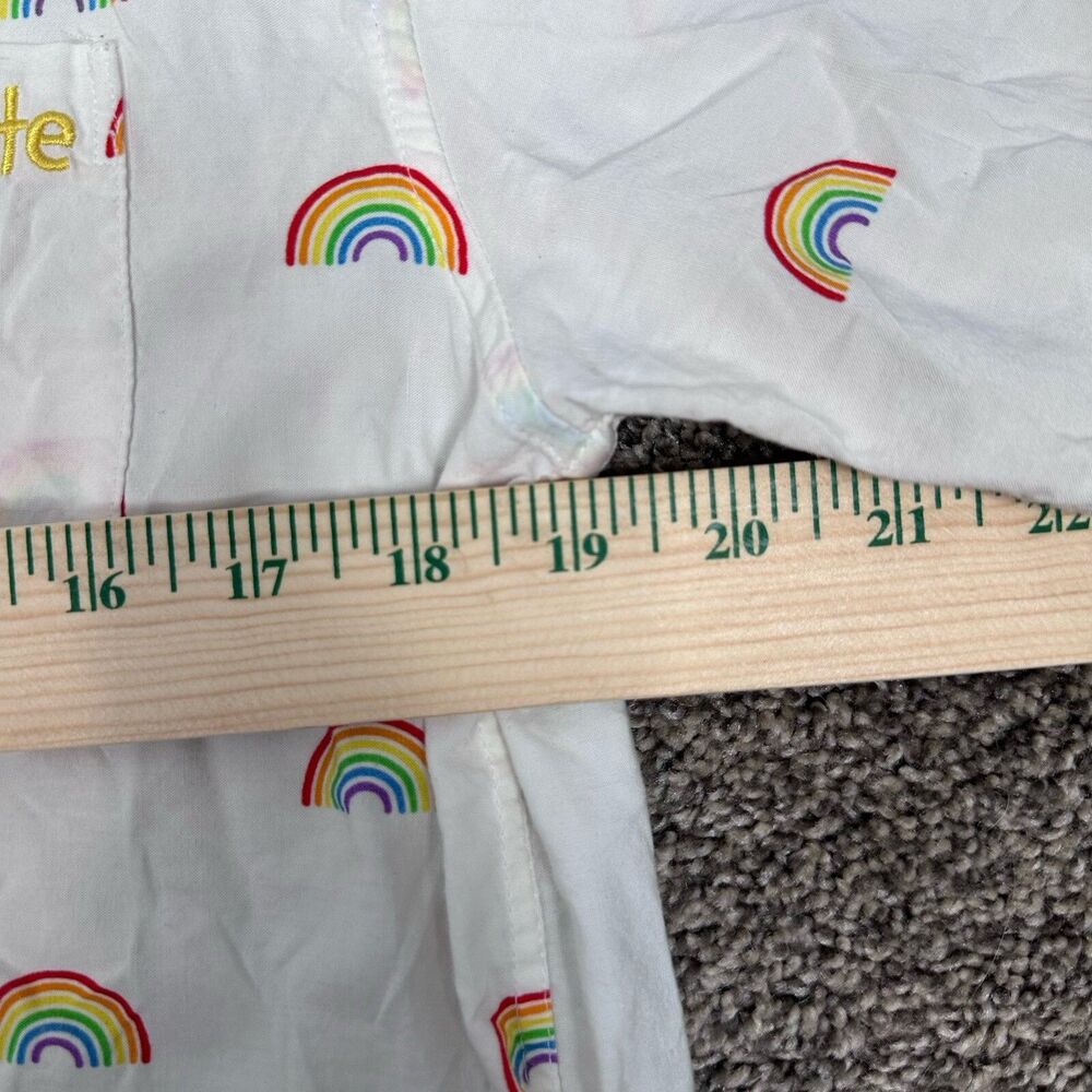 Tipsy Elves Rainbow Button Up Short Sleeve Shirt Size L Y2K Happy Sunny - Picture 8 of 9