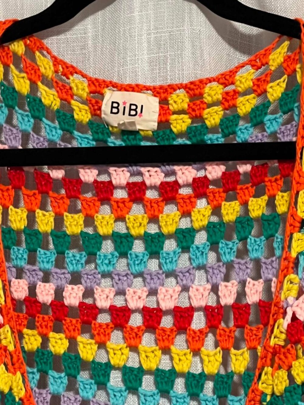 BiBi "Granny Stripe" Crochet Cardigan Boho Y2k Style Size L - Picture 2 of 11