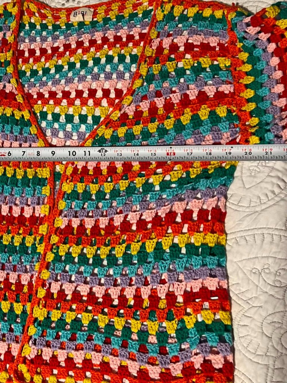 BiBi "Granny Stripe" Crochet Cardigan Boho Y2k Style Size L - Picture 10 of 11