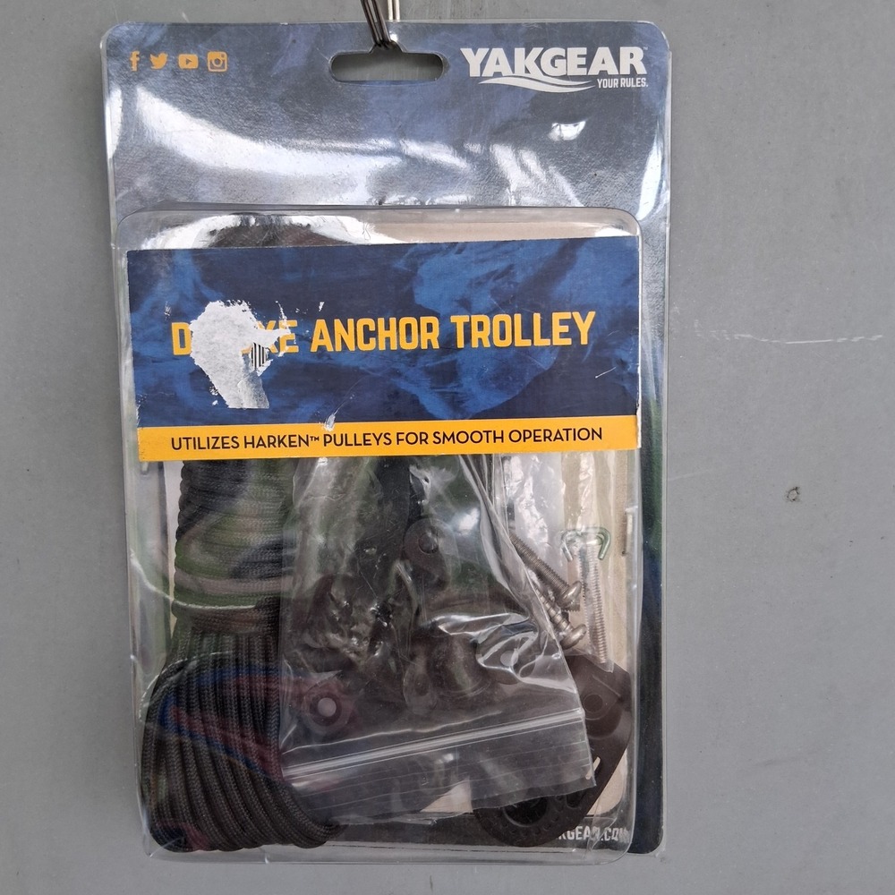 NIP YakGear Deluxe Anchor Trolley Kit utilizes Harken Pulleys smooth operation