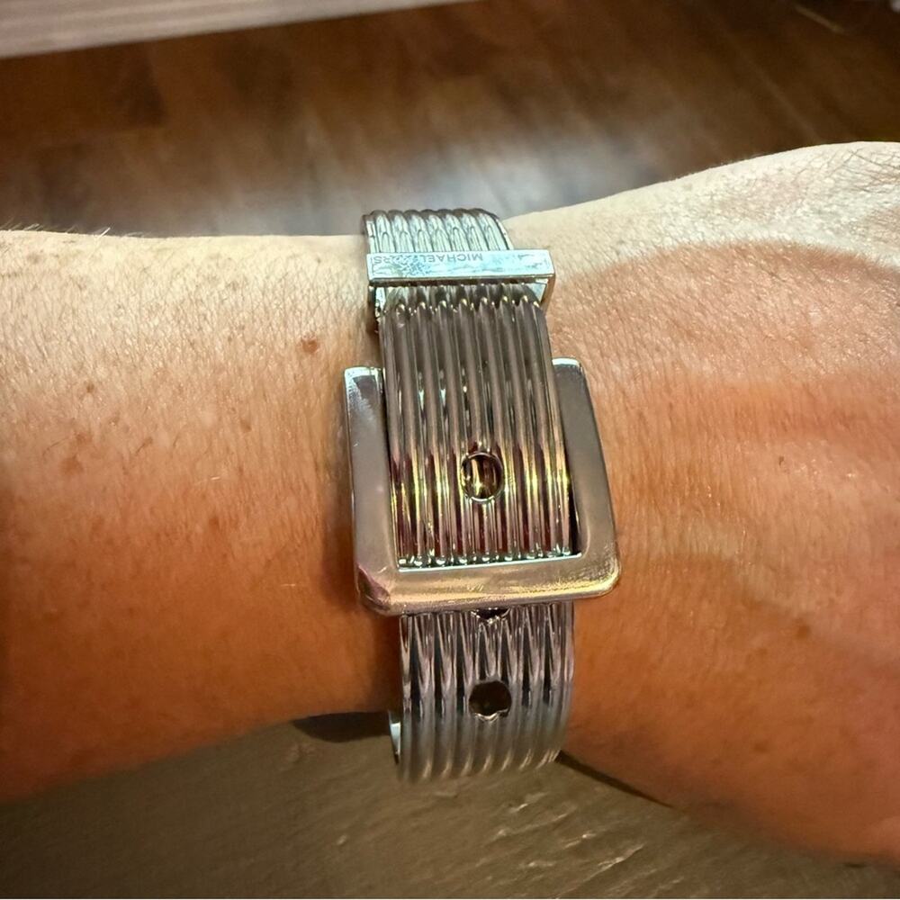 Michael Kors Silver Tone Buckle Bangle Bracelet - Picture 4 of 9