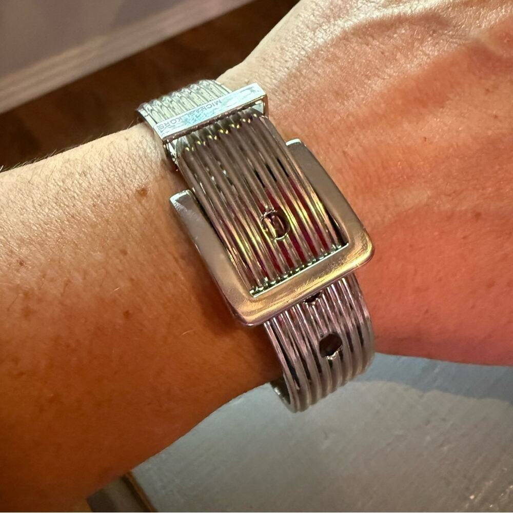 Michael Kors Silver Tone Buckle Bangle Bracelet - Picture 2 of 9