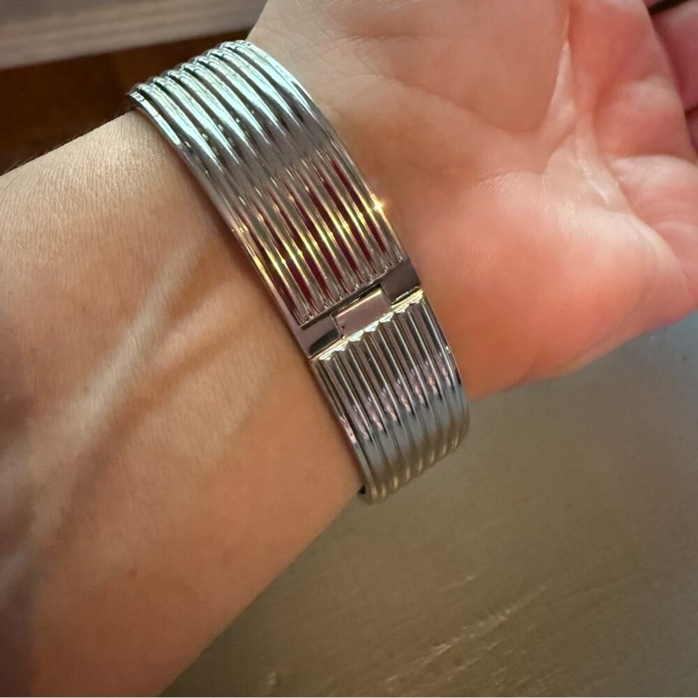 Michael Kors Silver Tone Buckle Bangle Bracelet - Picture 5 of 9