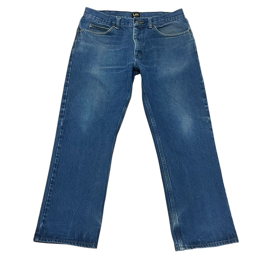 LEE Regular Fit Jeans Mens 36x30 Blue Denim Straight Leg