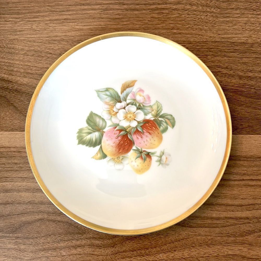 Vintage Hutschenreuther Gelb China Plate with Strawberry Design
