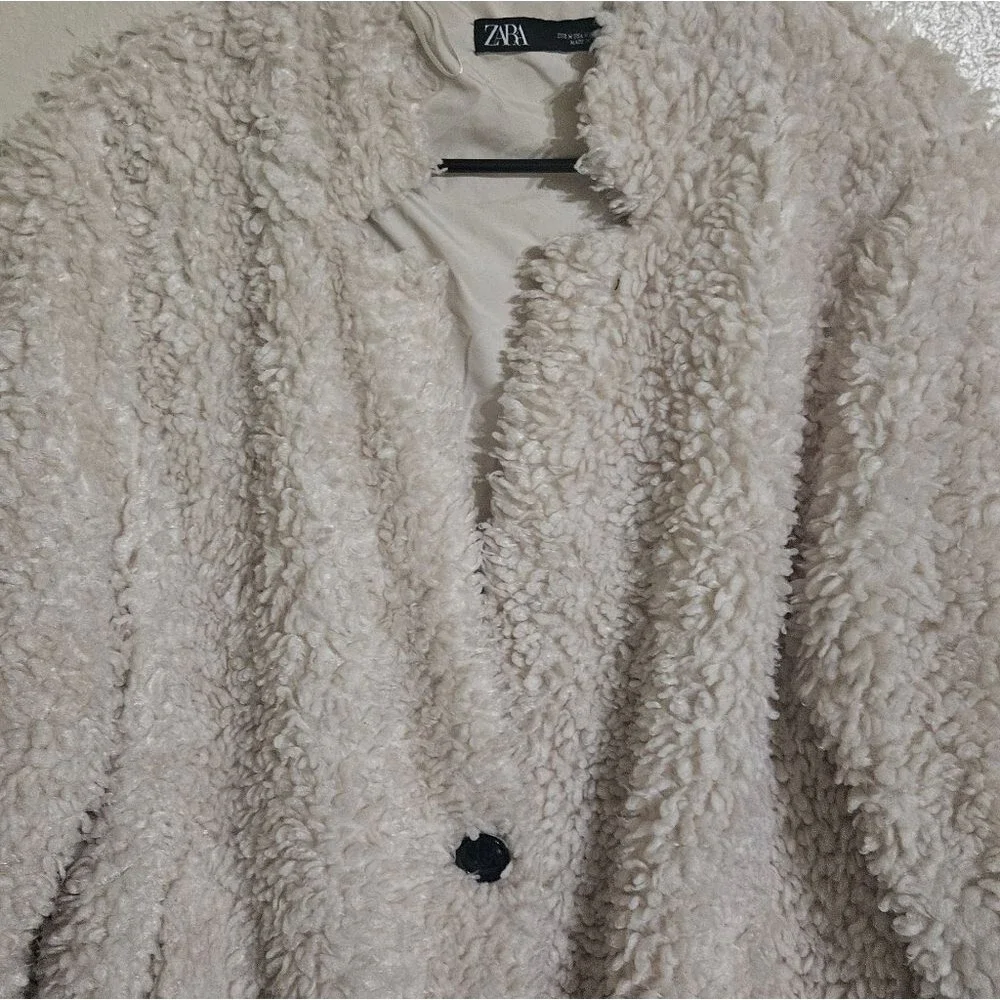 Zara Women's Cream Teddy Jacket - Picture 6 of 16