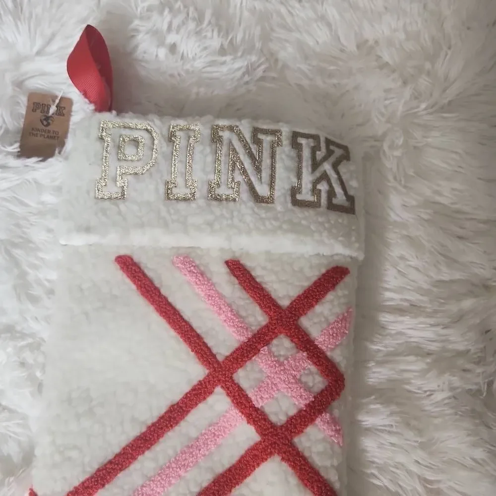 VIctoria Secret Pink Christmas candy cane stocking - Picture 2 of 3
