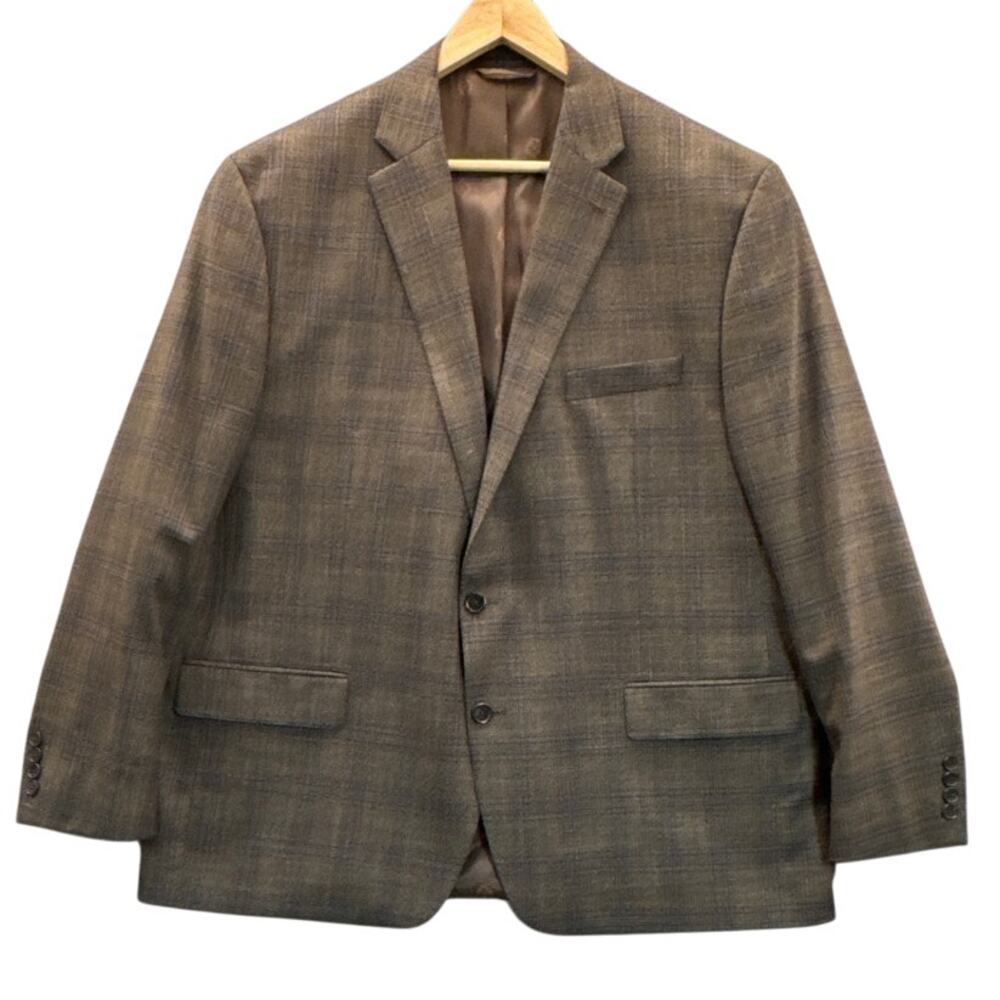Lauren Ralph Lauren Classic Fit Wool Blend Brown Plaid Suit Blazer Jacket XL