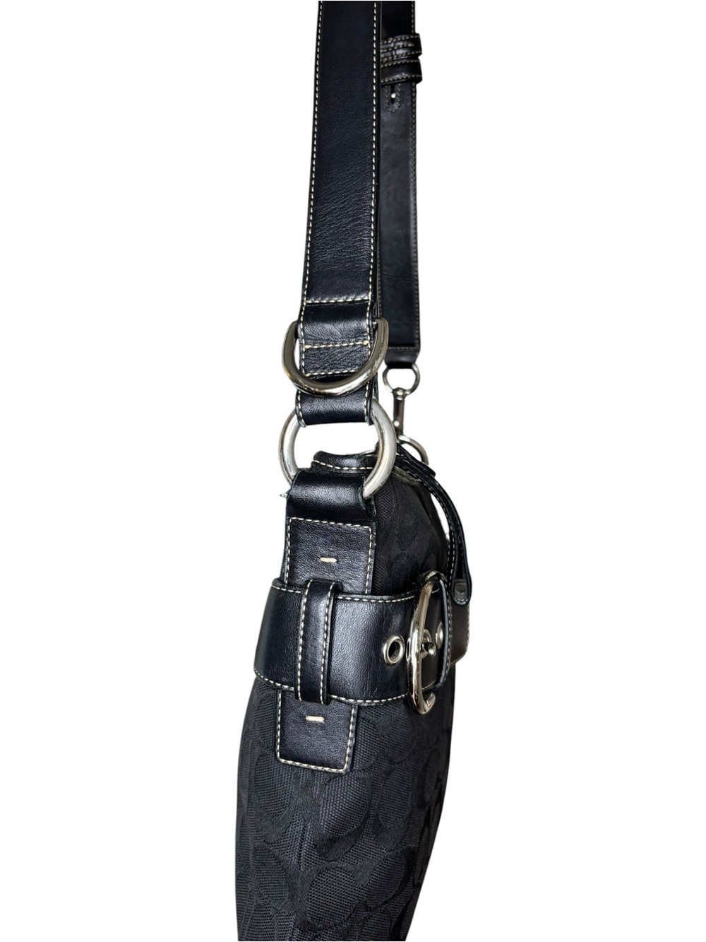Coach 2005 Vintage Soho Signature Slim Duffle Bag – Black Jacquard Canvas - Picture 13 of 14