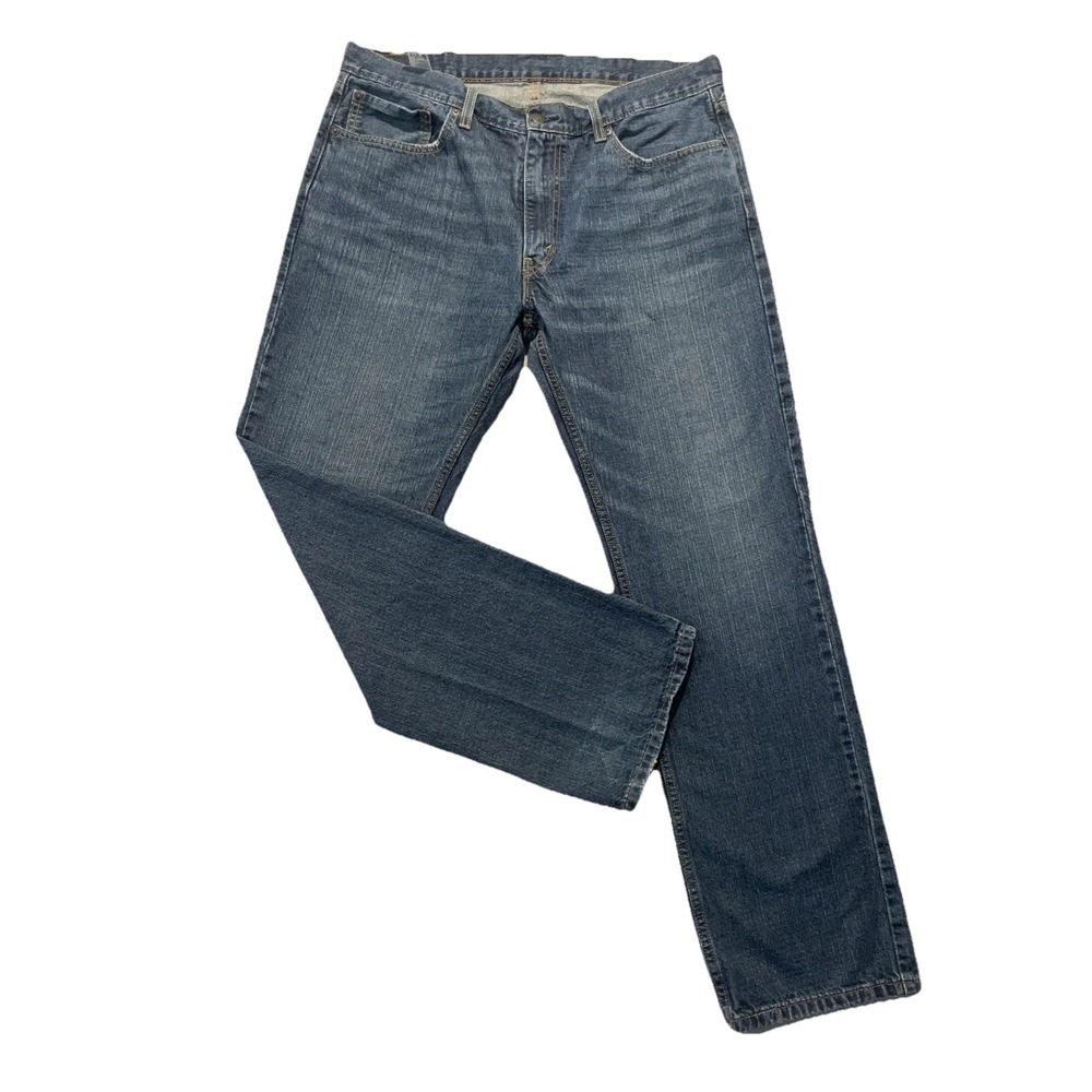 Levi's 559 Relaxed Straight Jeans Mens‎ 38x34 Dark Wash Whiskers Lt Distressed
