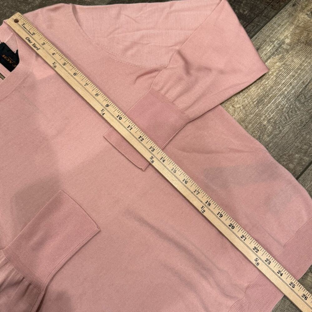 NWT FLAWED Coach Merino Wool Zip Back Deco Pink Crew Sweater Size Large - Picture 3 of 12