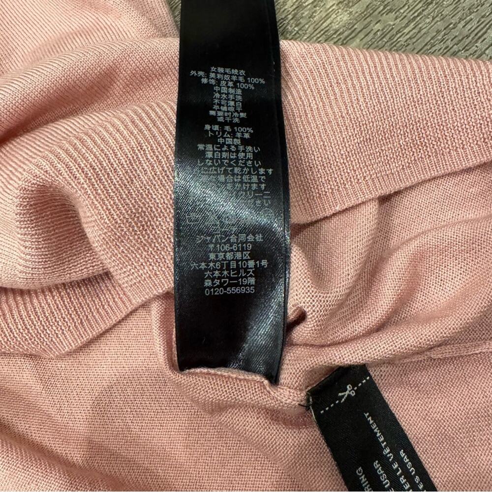 NWT FLAWED Coach Merino Wool Zip Back Deco Pink Crew Sweater Size Large - Picture 7 of 12