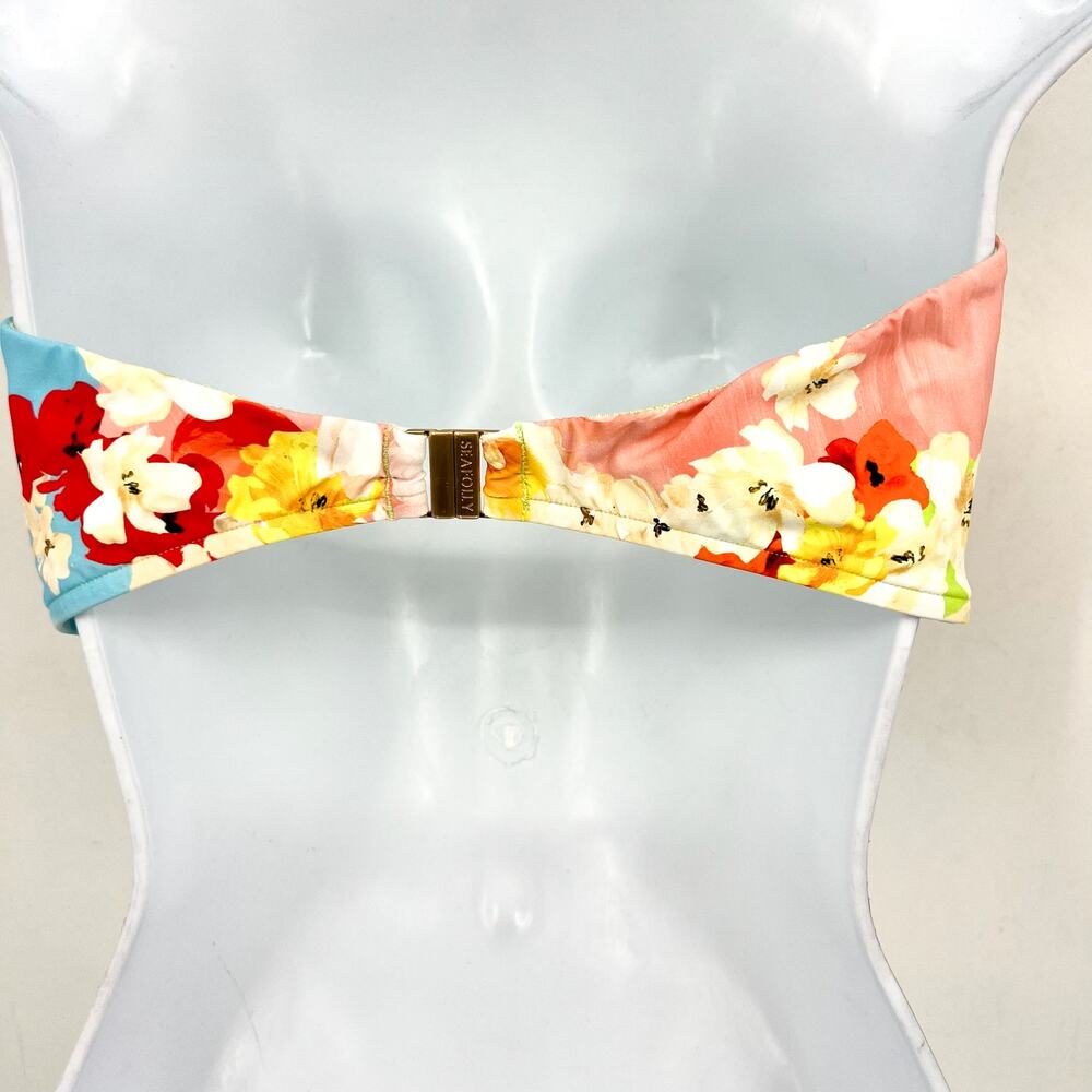 SEAFOLLY Women's Cuba Bandeau Bikini Top Size 10 Turquoise Multi Printed NWT - Picture 10 of 15