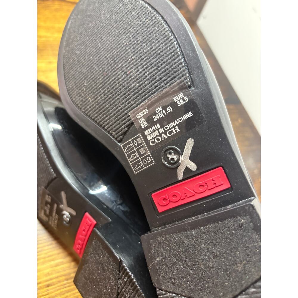 Coach Black Rivington Signature‎ Print Rain Boots Size 8 - Picture 8 of 9