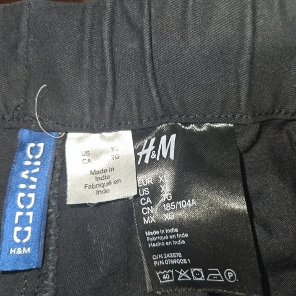 H&M UNISEX Black Cotton Cargo/Jogger Pants Size XL - Picture 4 of 5