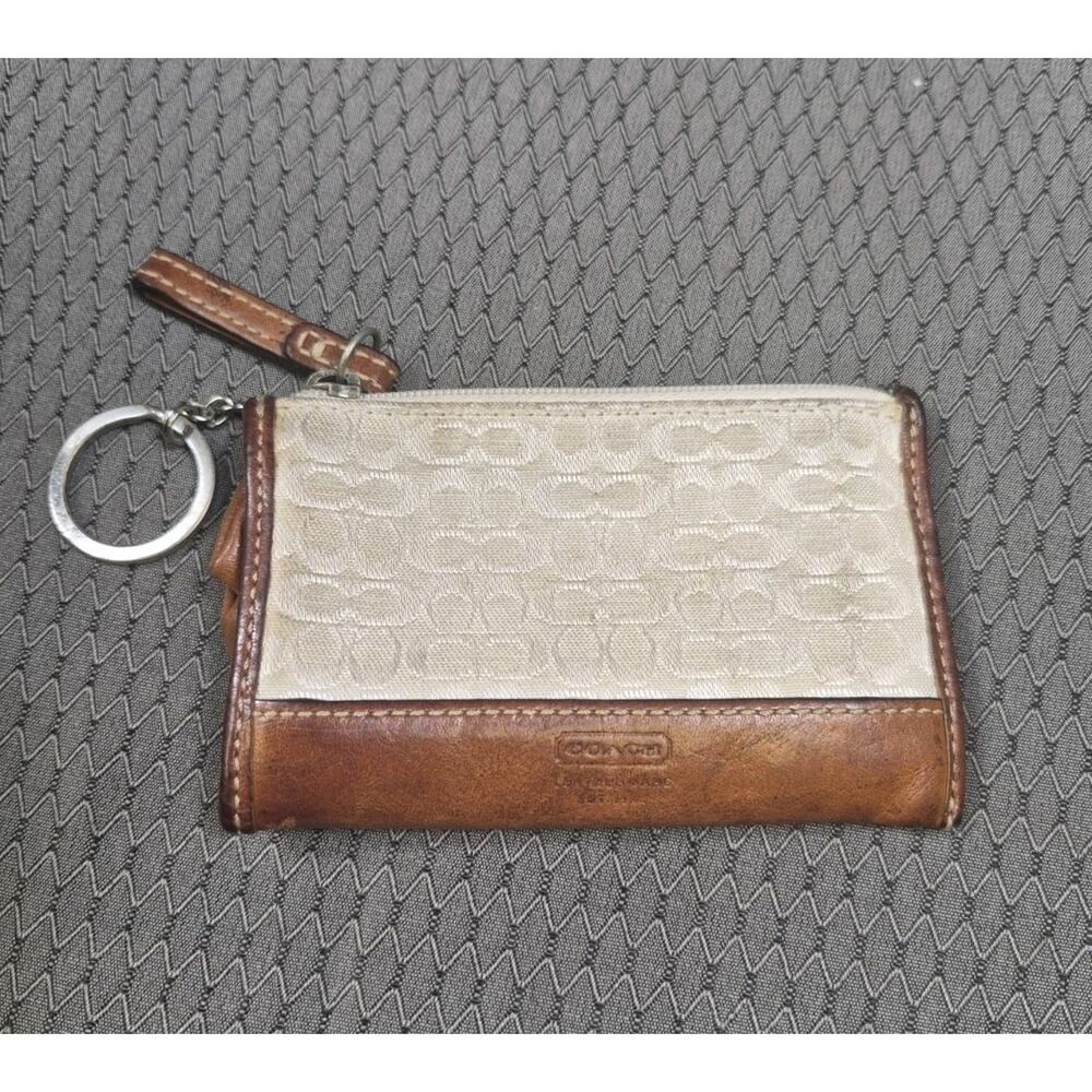 Coach Leather Chocolate Brown Keychain Wallet Y2K