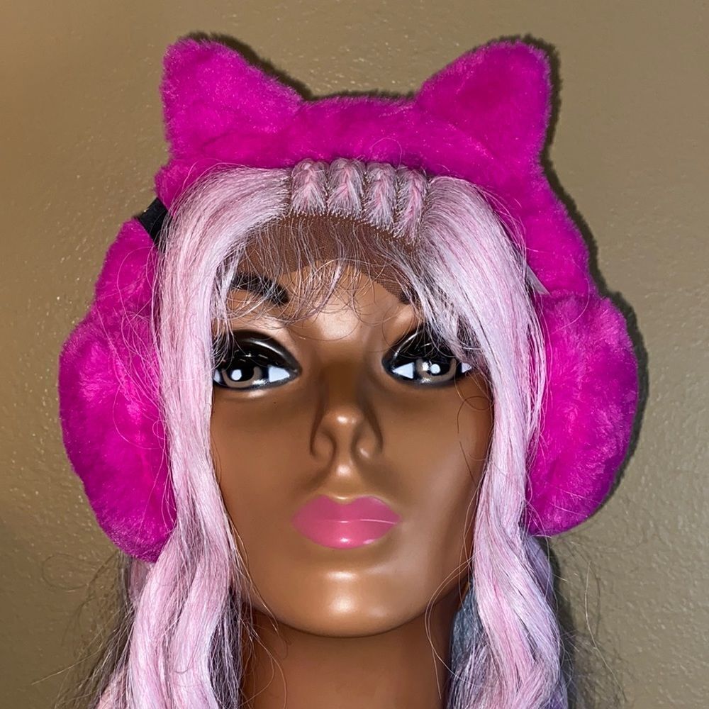 Hot Pink Baby Phat Furry Ear Muffs - Picture 2 of 5