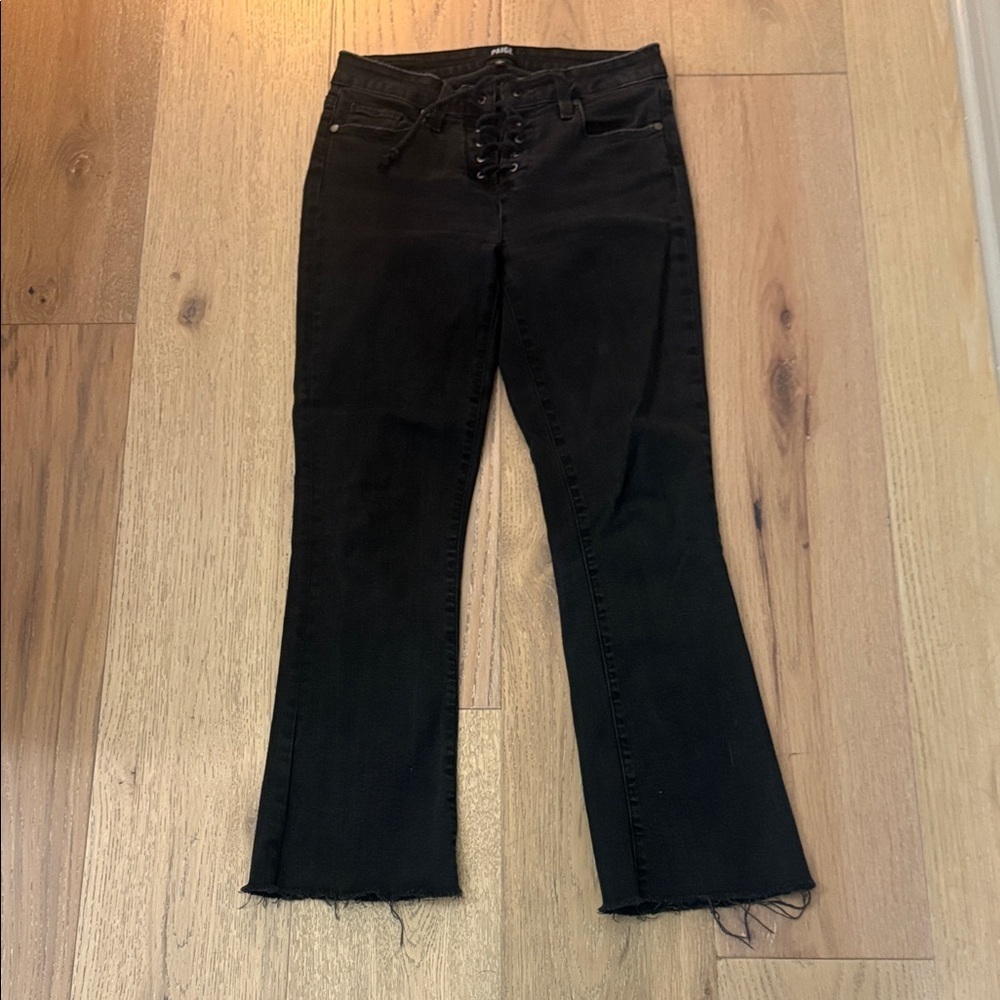 ❄️PAIGE Collette Flare Jeans with Lace-Up Front