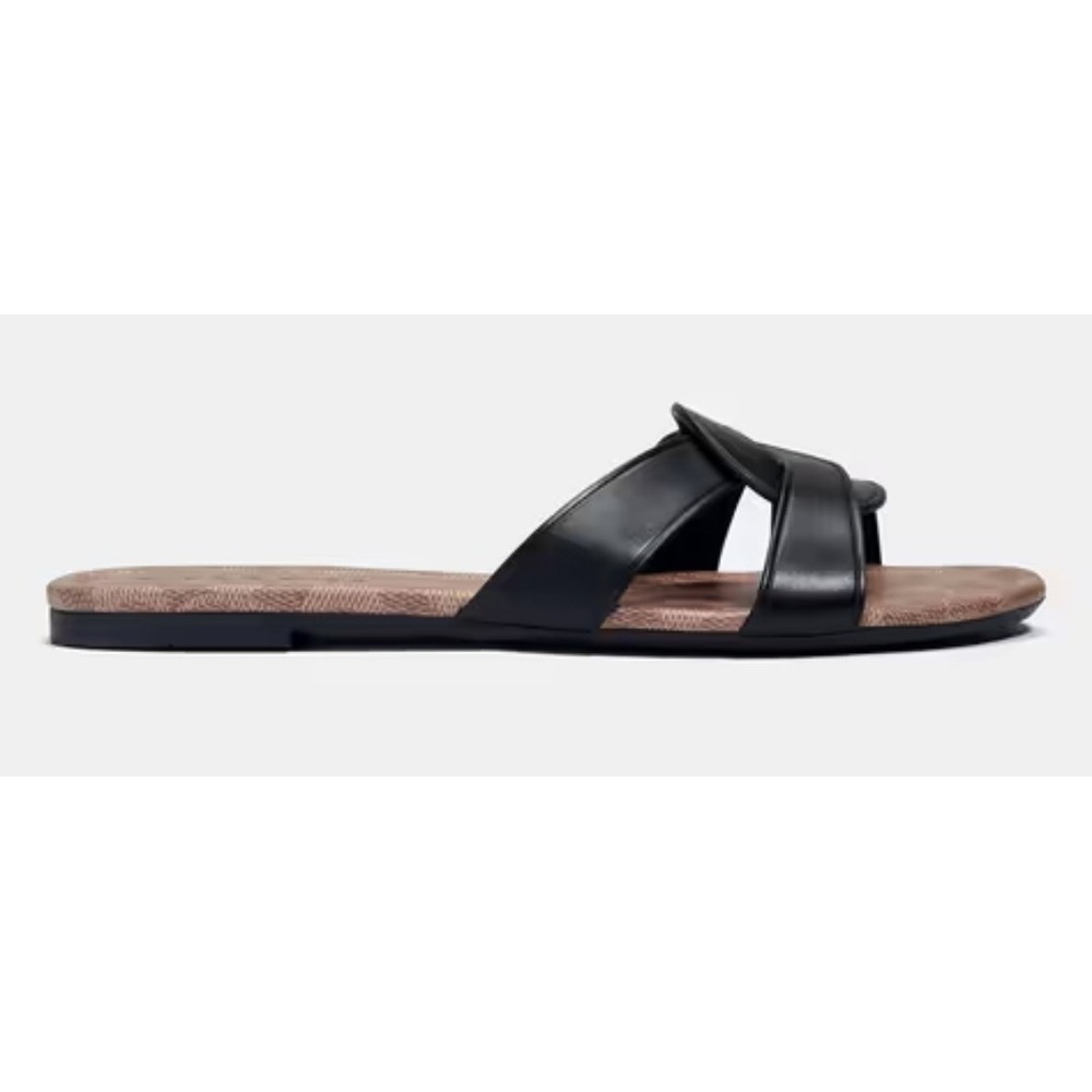 Coach Black Essie Leather Sandals - 9 - Black - New With Box - Picture 2 of 8