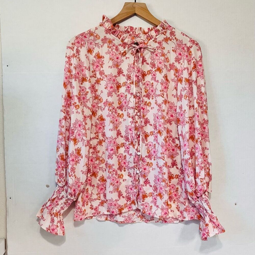 No Brand Pink Floral Boho Blouse   Sz M  NWOT