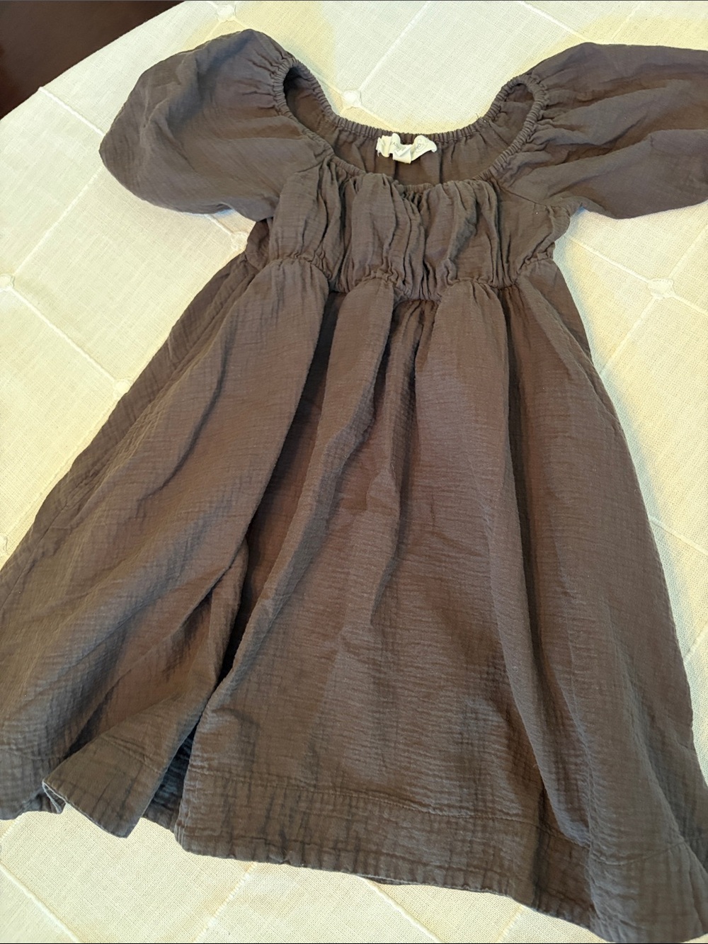 Treasure & Bond Charcoal Puff Sleeve Cotton Dress