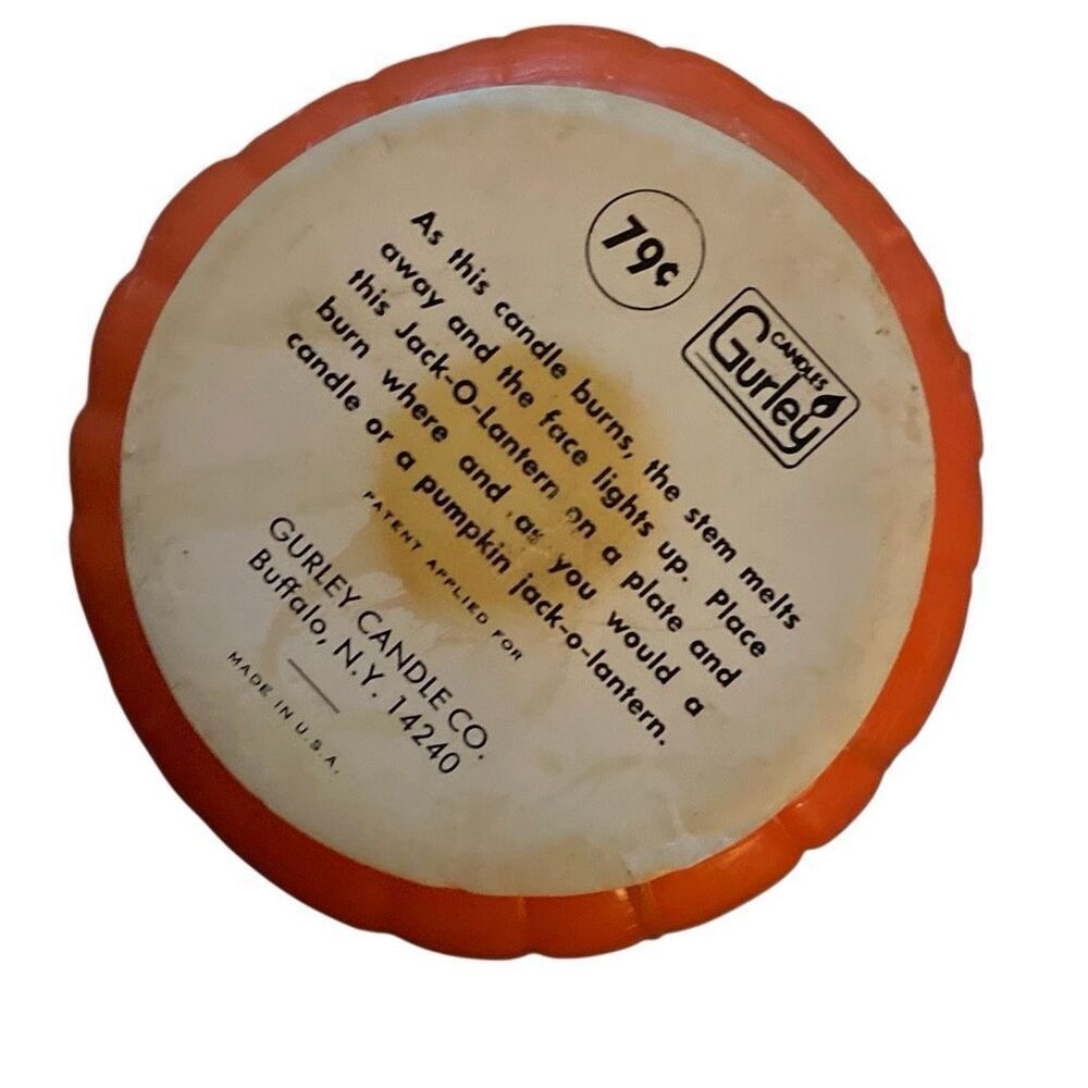 Vintage Jack-o-lantern JOL GURLEY Halloween candle MCM Vtg - Picture 4 of 4