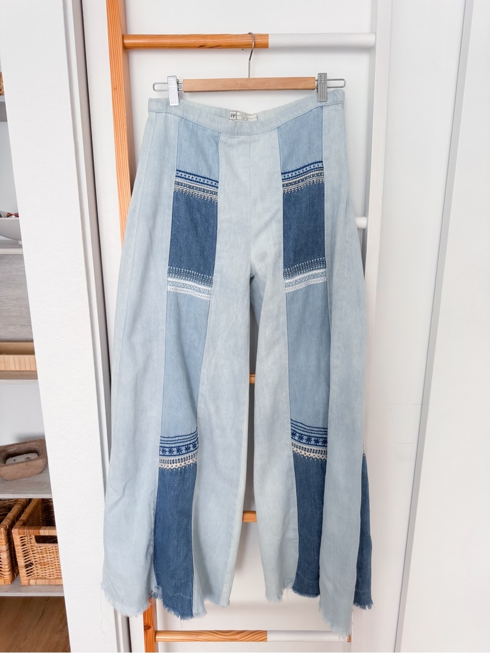Free People Willa Pieced Wide Leg Jeans - Picture 3 of 15