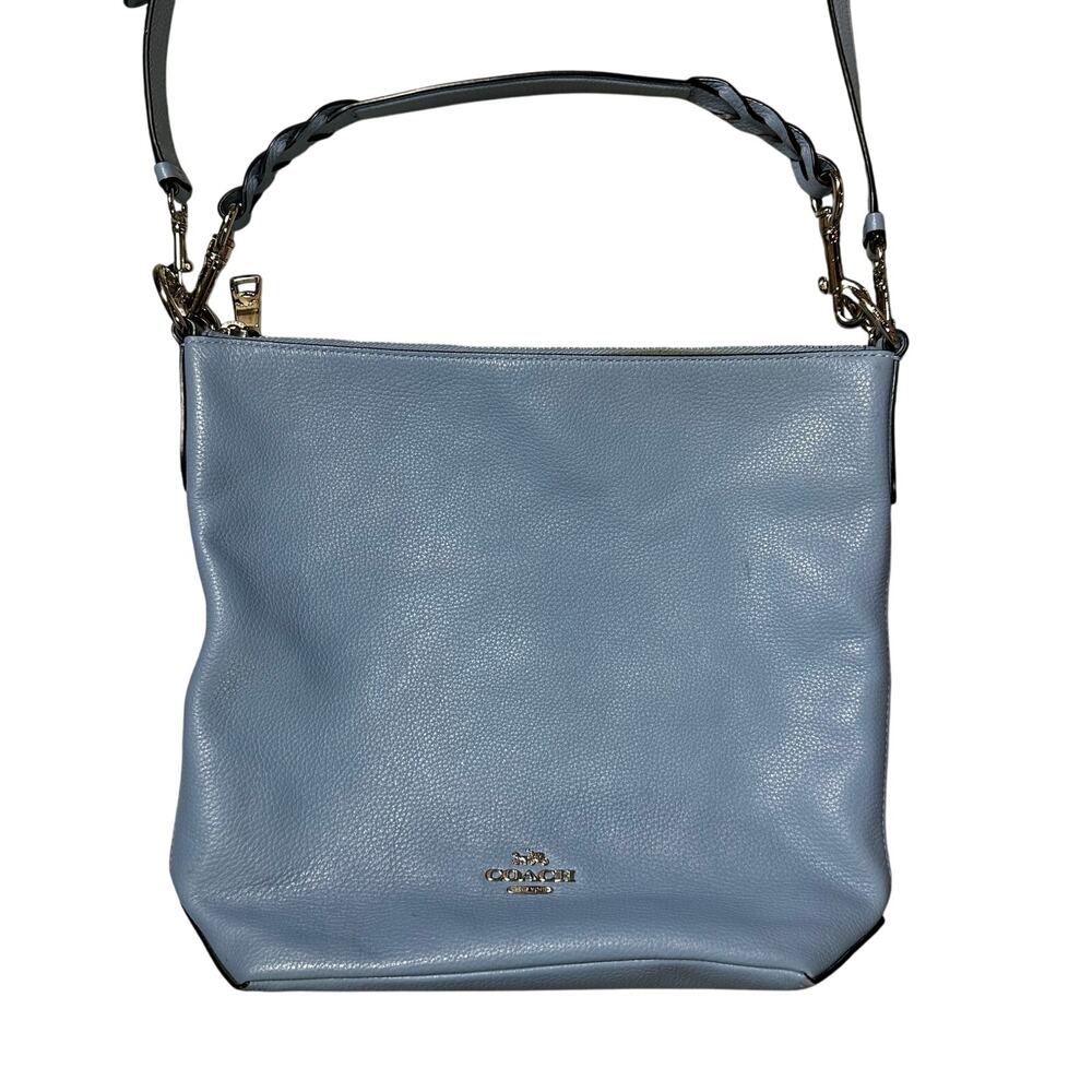 Coach Abby Duffle Crossbody Bag Blue Pebbled Leather Style 31507 - Picture 3 of 13
