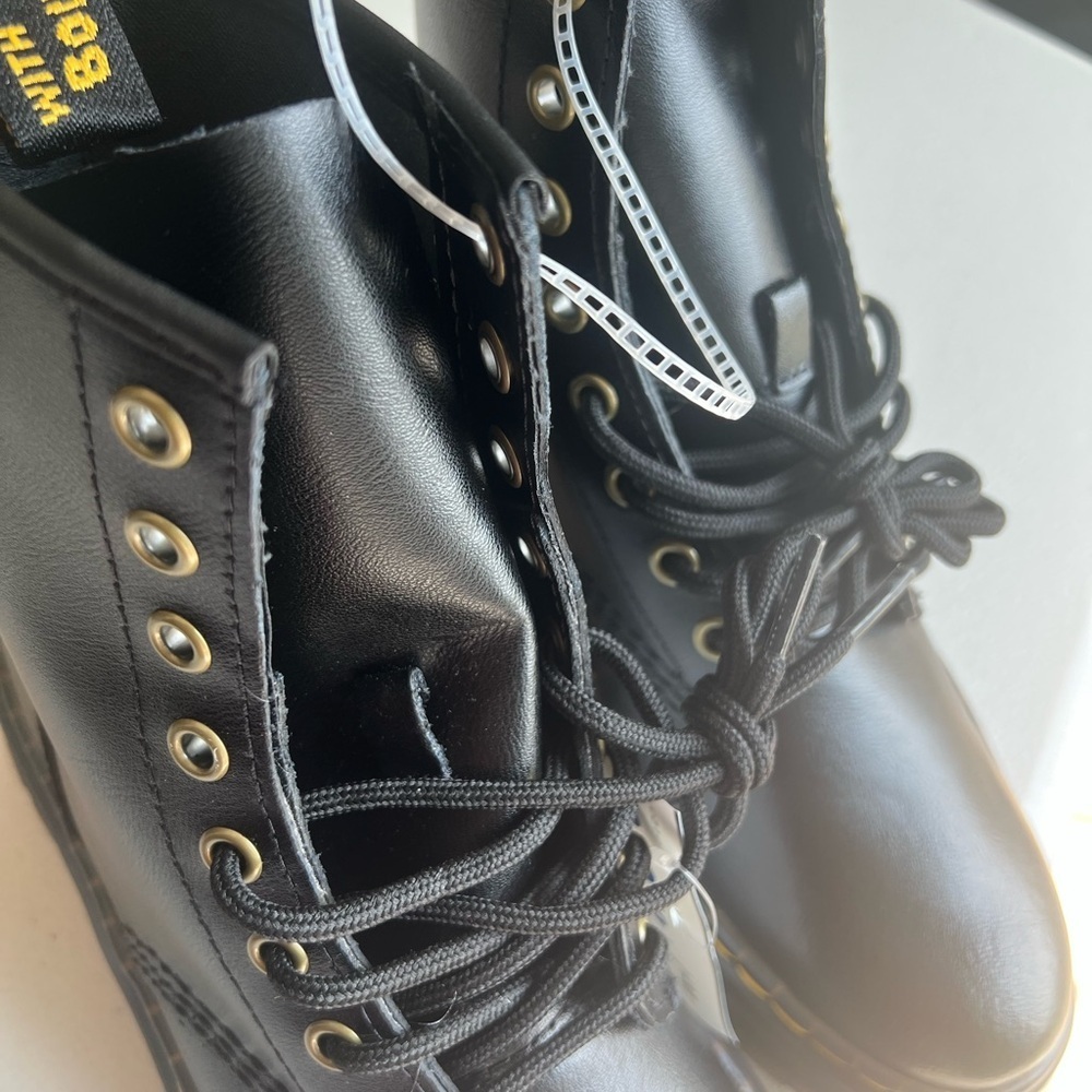Dr. Martens Black Combat Boots with Yellow Stitching - Picture 7 of 7