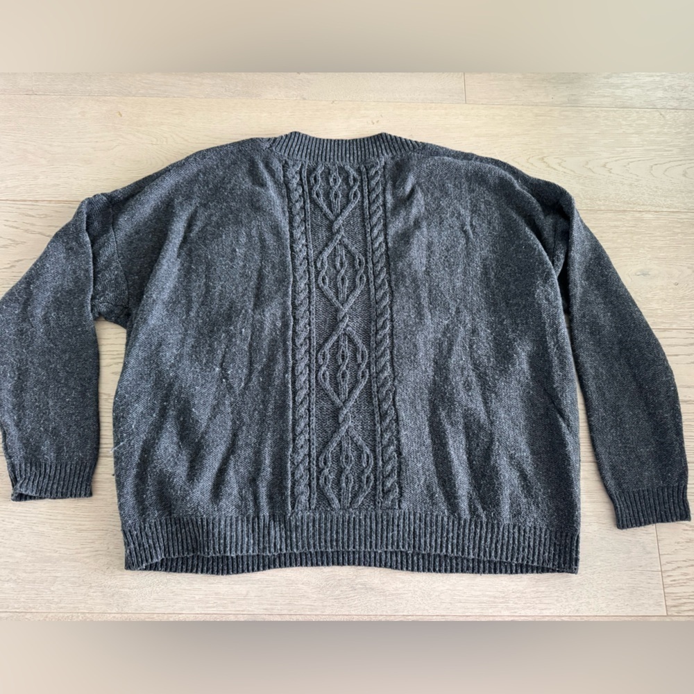Free People Scoop Neck Cable Knit Sweater Size M - Picture 6 of 8