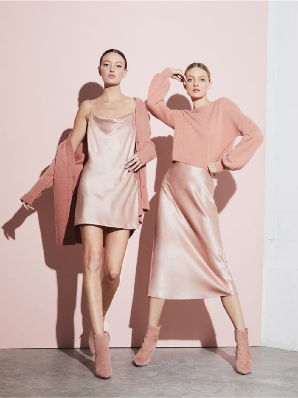 NWT alice + olivia Maeve Silk Midi Slip Skirt in Blush Pink/ Rose Tan Size 4 - Picture 3 of 10