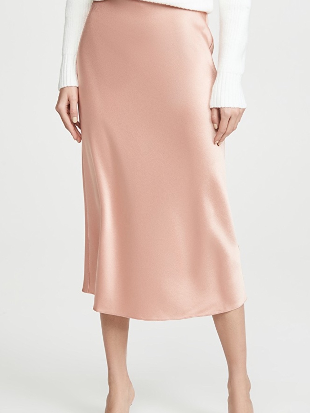 NWT alice + olivia Maeve Silk Midi Slip Skirt in Blush Pink/ Rose Tan Size 4 - Picture 4 of 10