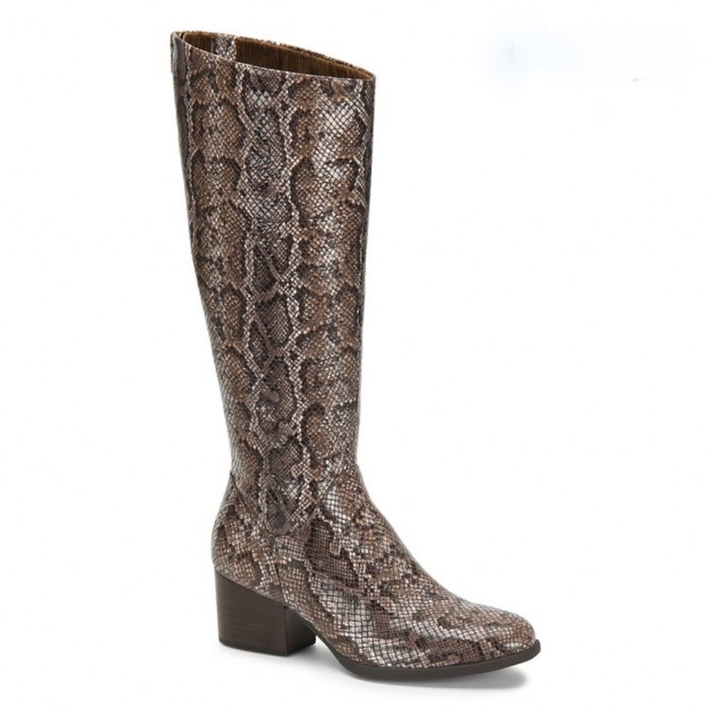 Born Audriana Brown Snakeskin Animal Print‎ Tall Boot