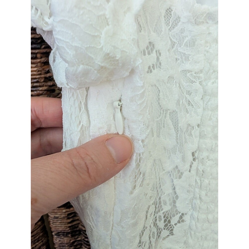 Free People Hailee Mini Dress Medium White Fairy Cottagecore Romantic Wedding - Picture 10 of 11
