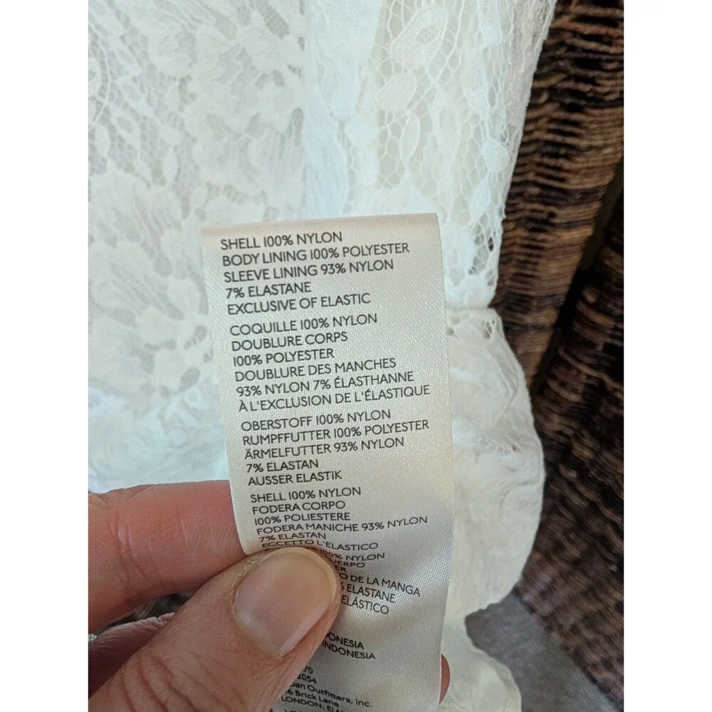 Free People Hailee Mini Dress Medium White Fairy Cottagecore Romantic Wedding - Picture 7 of 11