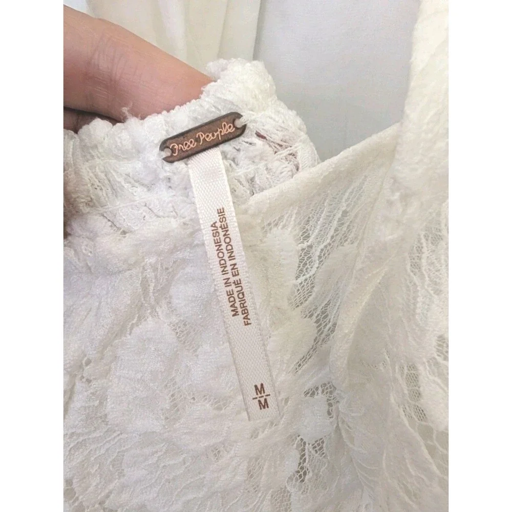 Free People Hailee Mini Dress Medium White Fairy Cottagecore Romantic Wedding - Picture 5 of 11