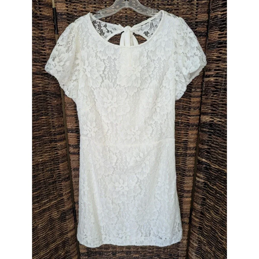Free People Hailee Mini Dress Medium White Fairy Cottagecore Romantic Wedding - Picture 1 of 11