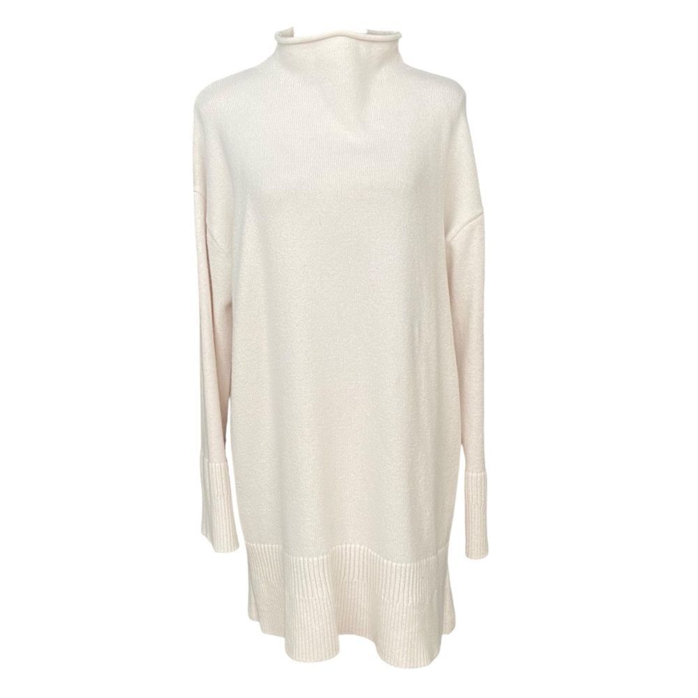 Moth Anthropologie Cream Oversized Turtleneck Long Sleeve Sweater Mini Dress L