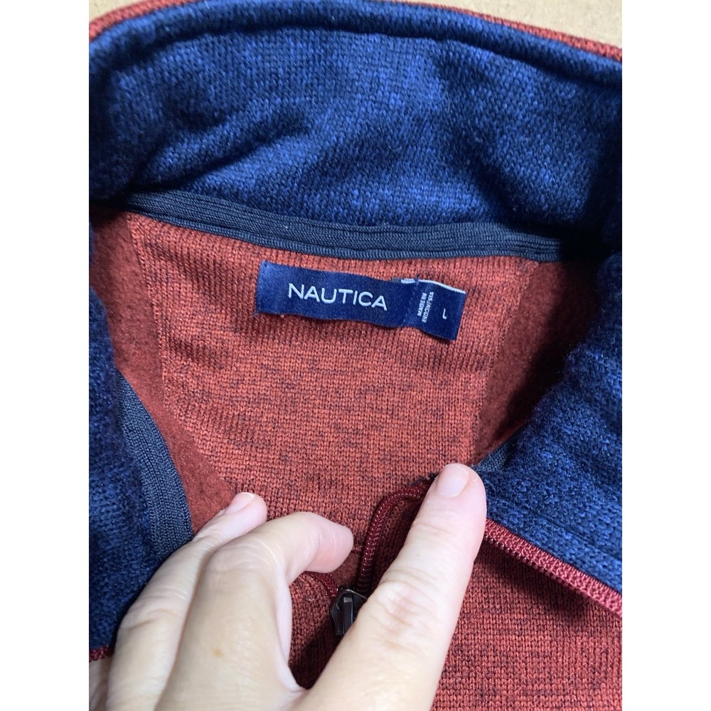 Nautica Mens  Quarter‎ Zip Sweatshirt Size L Fleece Feel To Lining  Long Sleeve - Picture 3 of 6