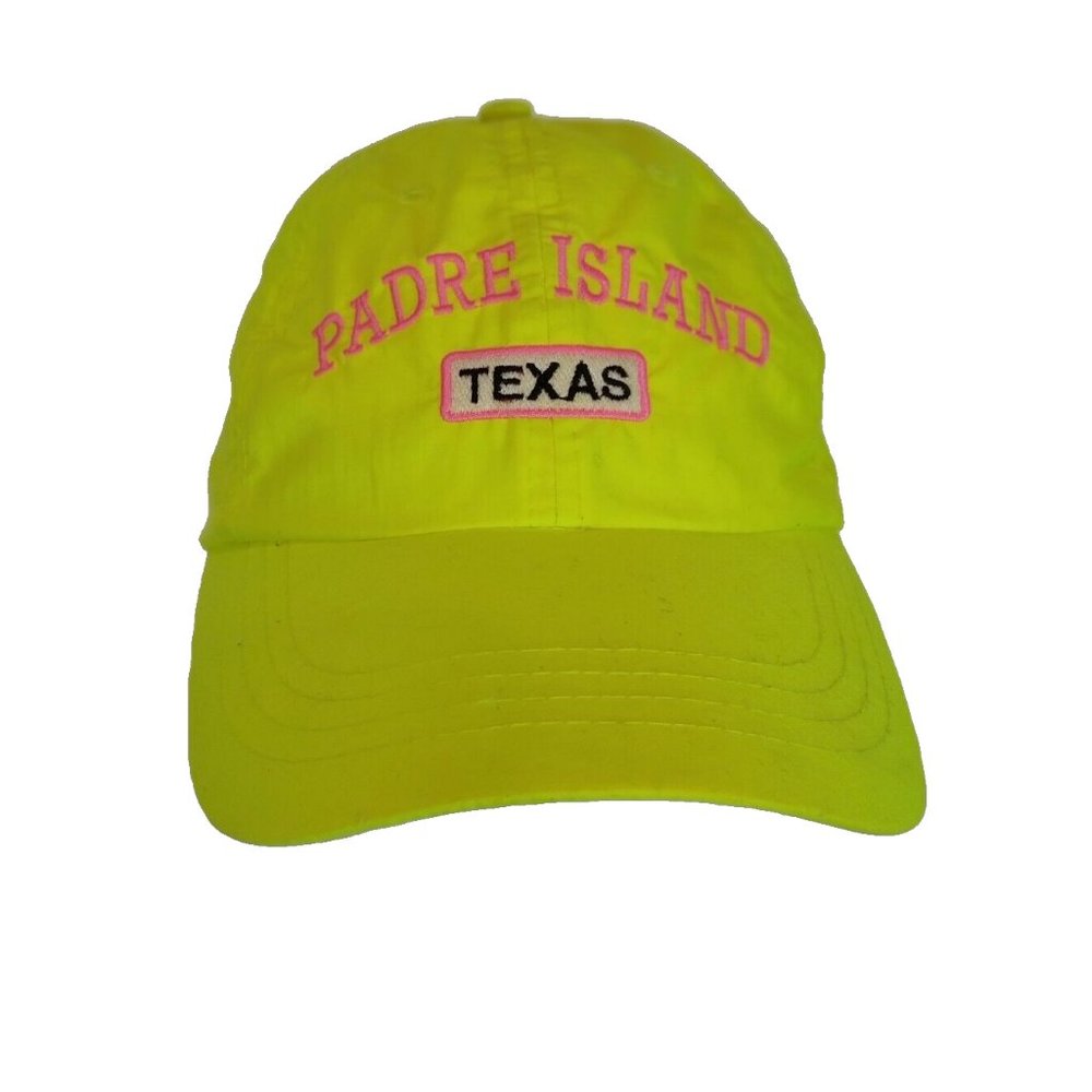 Padre Island Texas‎ Baseball Cap Yellow Beach Sports Hook & Loop Cap Hat