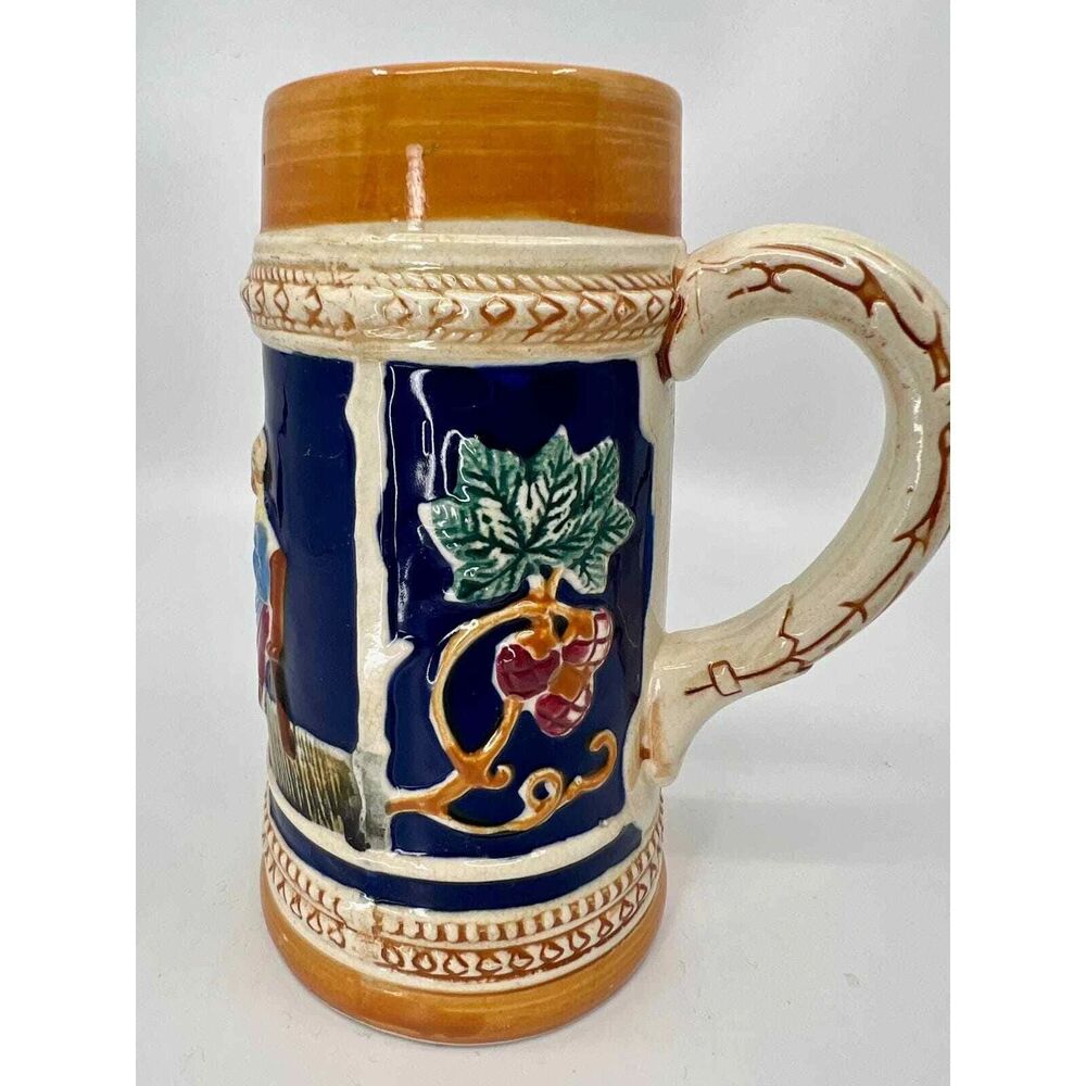VINTAGE BEER STEIN/MUG MADE IN OCCUPIED JAPAN HAND PAINTED RAISED ARTWORK DESIGN - Picture 5 of 6