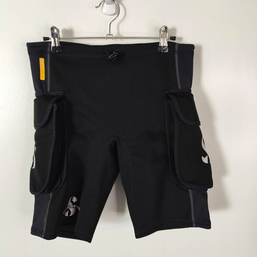 ScubaPro Hybrid Neoprene Cargo Shorts Mens Medium Black Wet Suit Diving Pockets