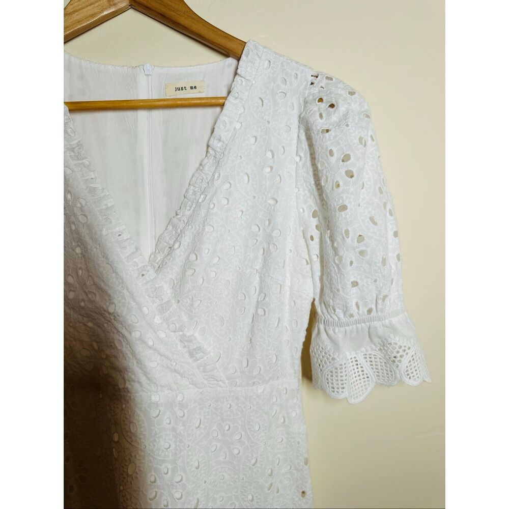 Just Me White Islet Maxi Ruffle Dress Size Small New