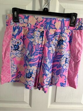 Lilly Pulitzer Pink Blue Floral Pull-On Shorts