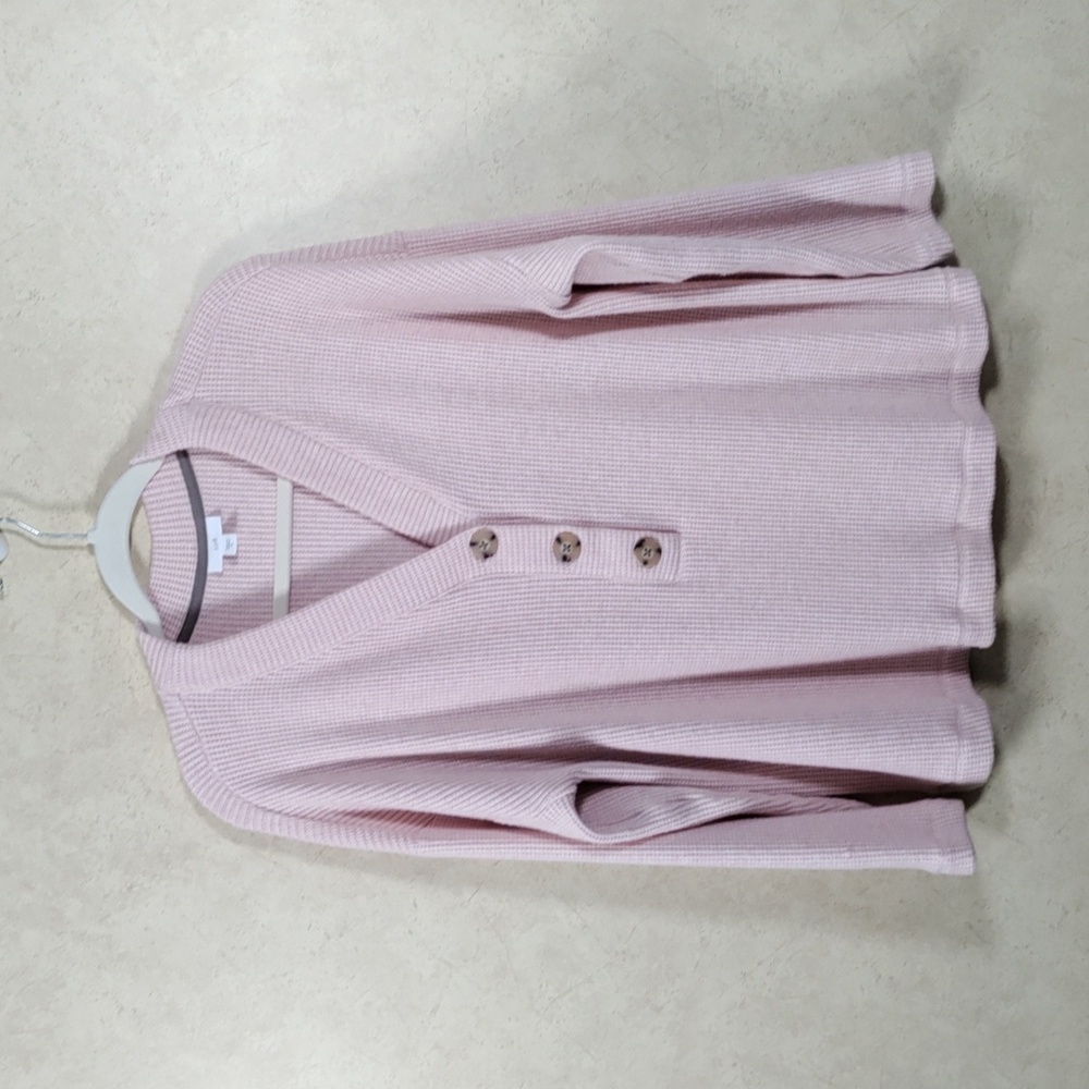 6152 J. Jill pink sweater knit waffle weave sweater XL
